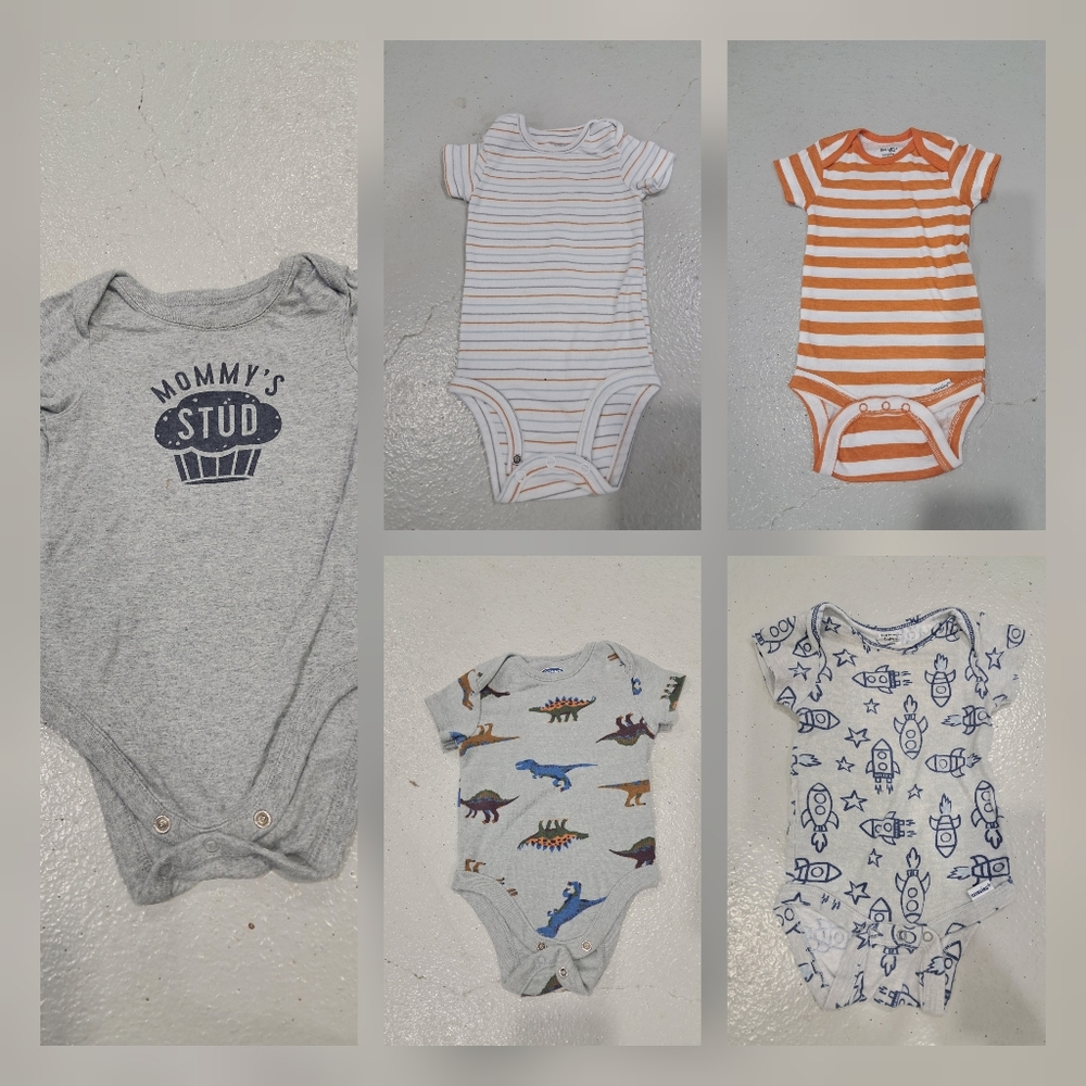 5 Baby Boy Onsies 3-6 Months